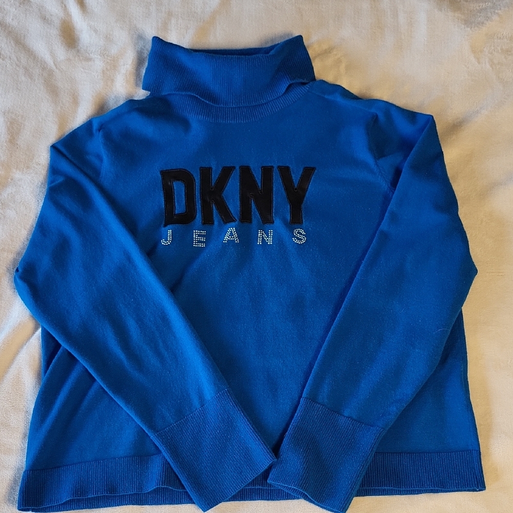 DKNY blue turtleneck sweater size XL